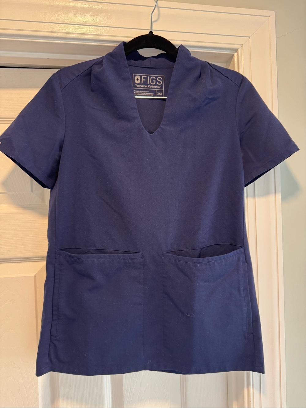 FIGS Women's Navy Short Sleeve V-Neck Scrub Top